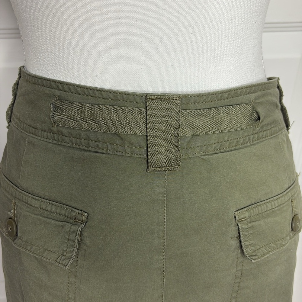St. John's Bay Olive Green Hi Rise Pret Belted Wide Leg Utility Capris. Size 12 - Picture 7 of 14